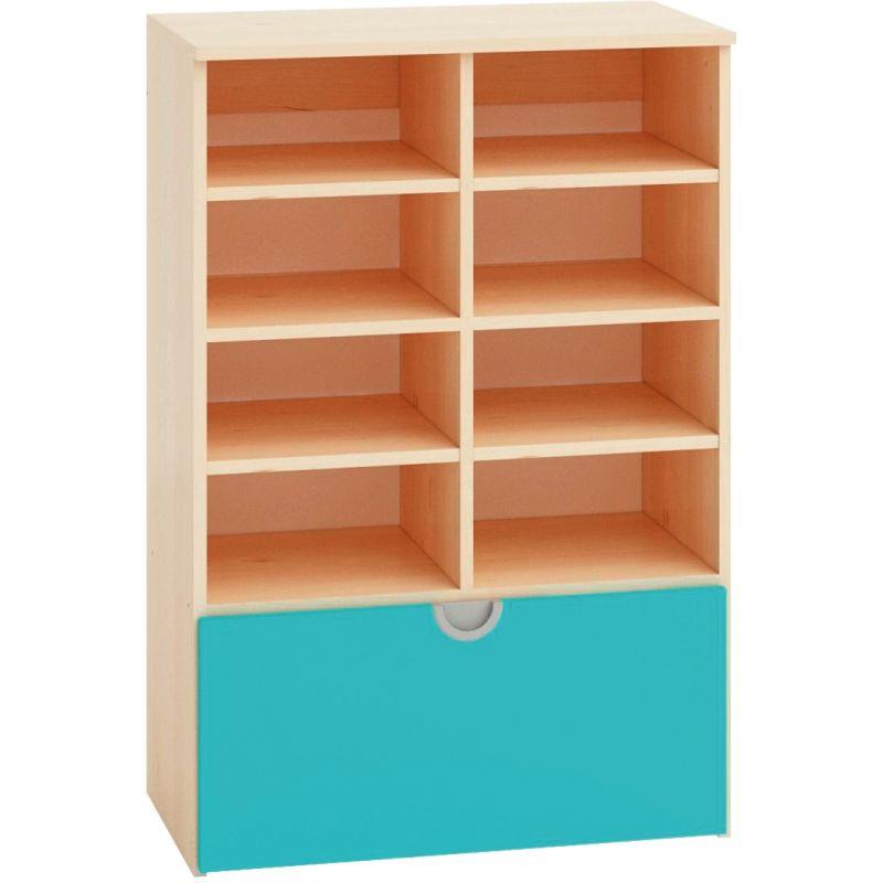 ETAGERE 8CASES +1BAC ROUL CUBO