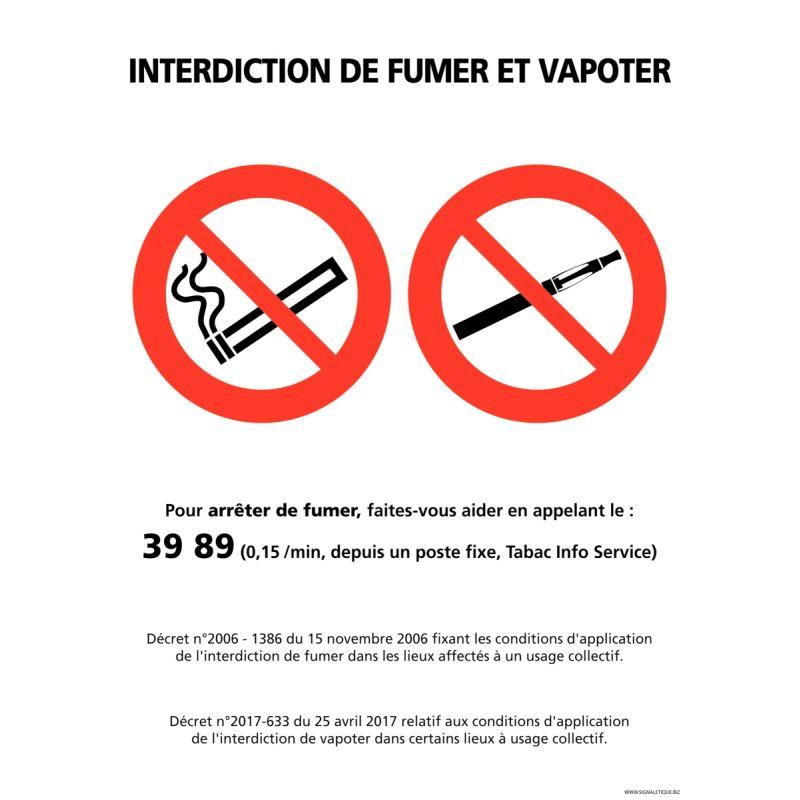 PANNEAU INTERDIT FUMER/VAPOTER