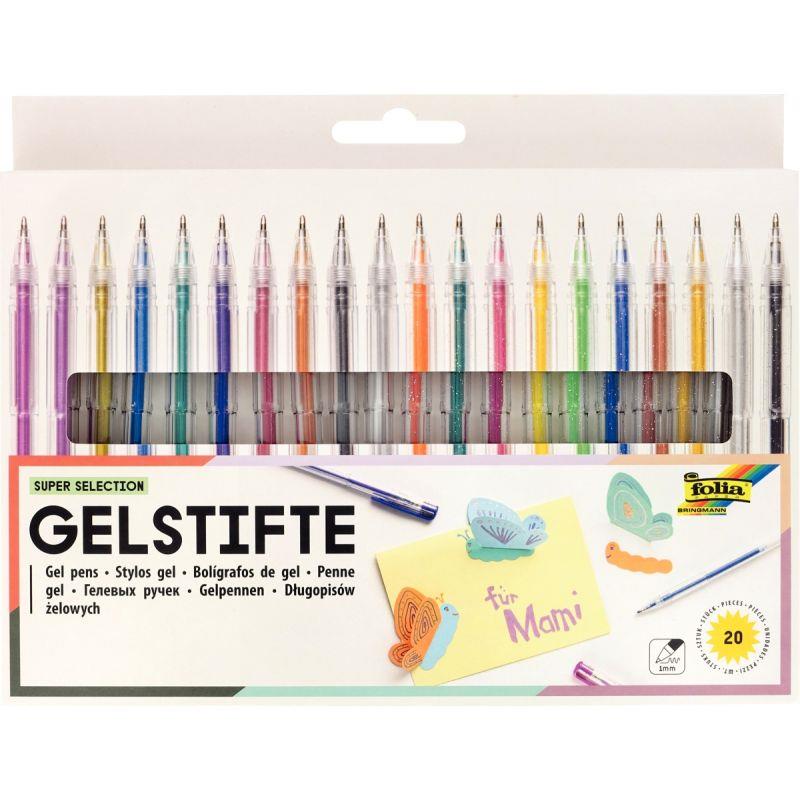 POCHET 20 STYLOS GEL PEN ASS