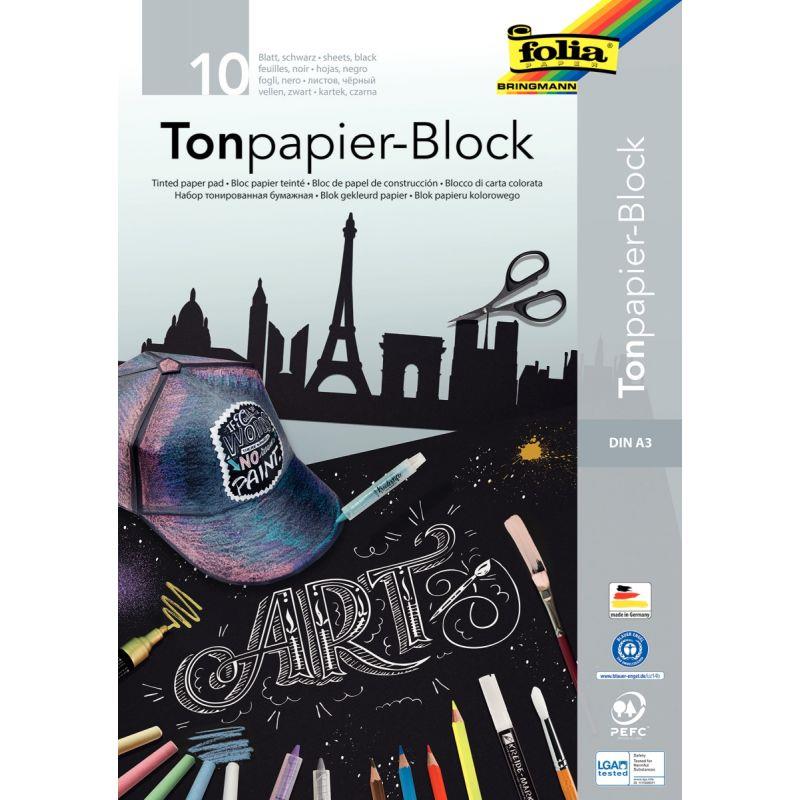 BLOC 10F PAPIER NOIR A3 130G