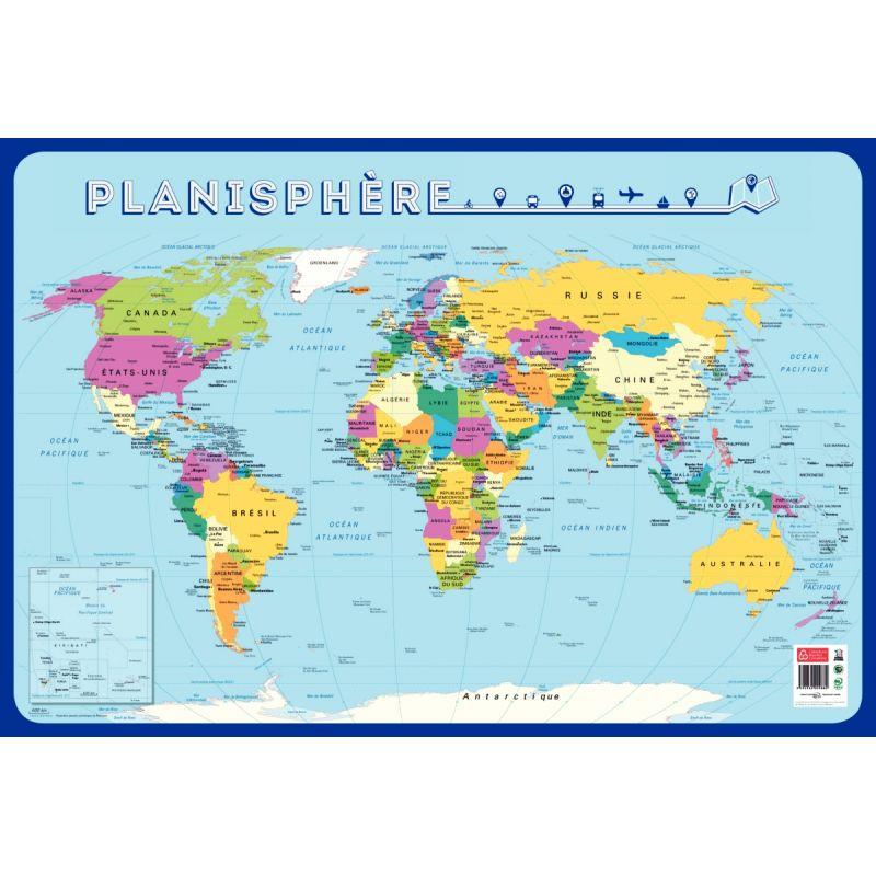 POSTER PVC 76X52 CARTE MONDE