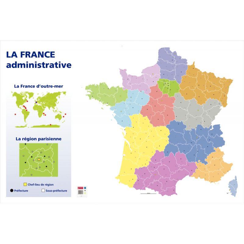 CARTE FRANCE ADMINISTR 120X80