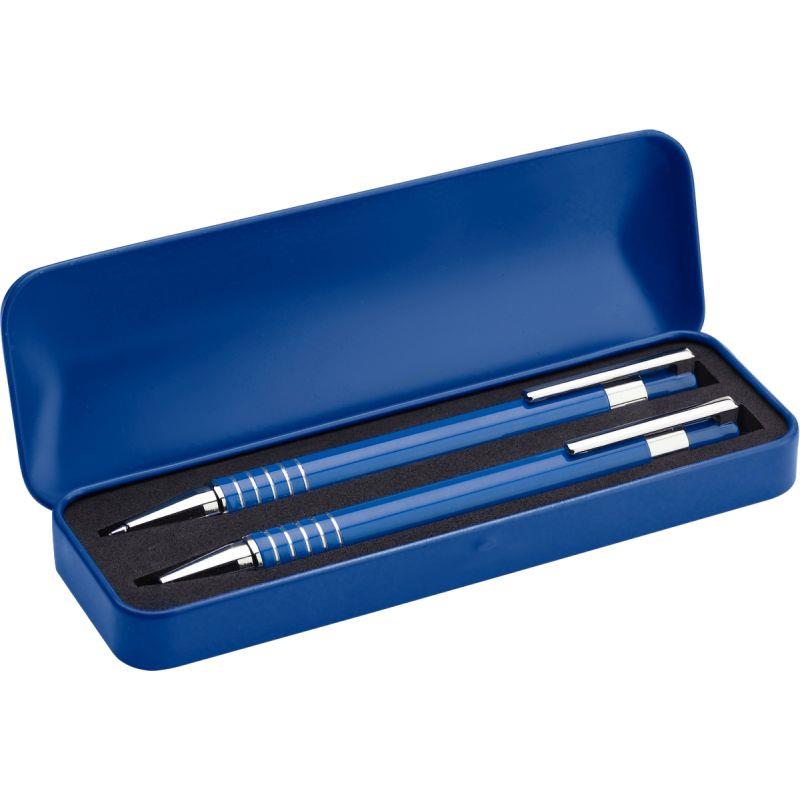 SET STYLO ALU+PORTE MINE BLEU